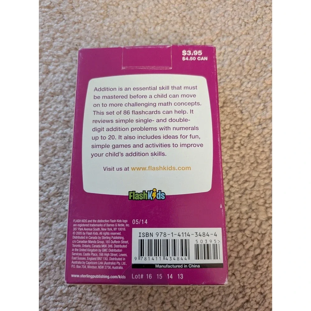Flash Kids Addition Flash Cards Grade 1 Math Learning Set Sterling